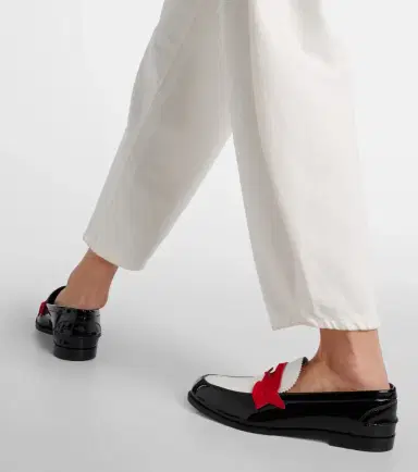 Christian Louboutin Penny suede-trimmed patent leather penny loafers | Thumbnail 7