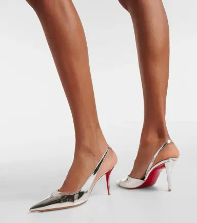 Christian Louboutin Posticha 80 metallic leather slingback pumps | Thumbnail 3