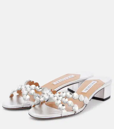 Aquazzura Crystal Mirage embellished leather mules | Thumbnail 3