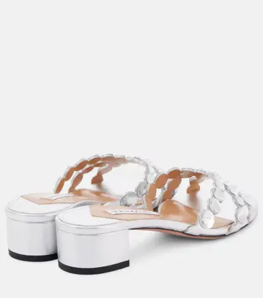 Aquazzura Crystal Mirage embellished leather mules | Thumbnail 4