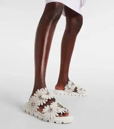 Christian Louboutin Flora Cool suede and leather slides | Thumbnail 2