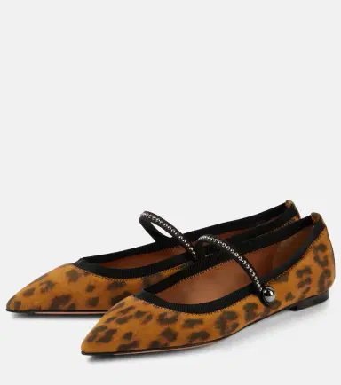 Aquazzura Romy leopard-print suede ballet flats | Thumbnail 2