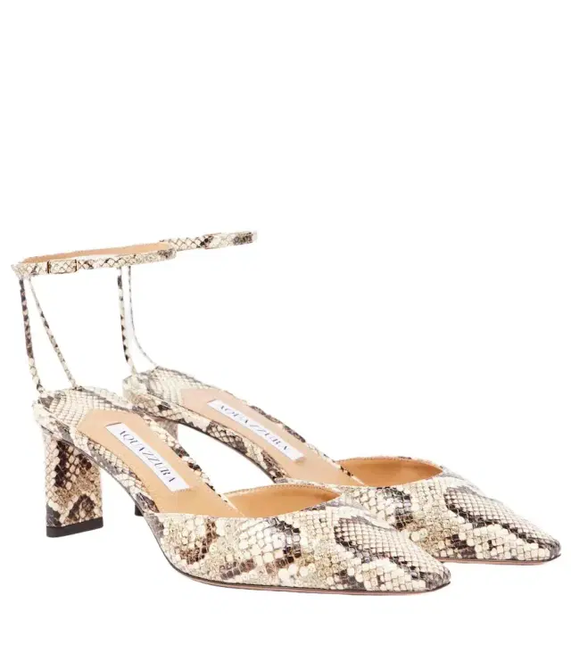 Aquazzura Blade 65 snake-effect leather pumps