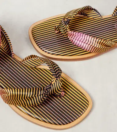 Christian Louboutin Nilo Du Désert striped crêpe satin sandals | Thumbnail 2