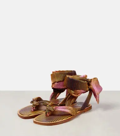 Christian Louboutin Nilo Du Désert striped crêpe satin sandals | Thumbnail 3