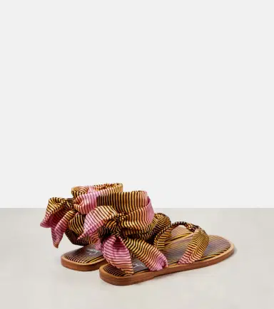Christian Louboutin Nilo Du Désert striped crêpe satin sandals | Thumbnail 4