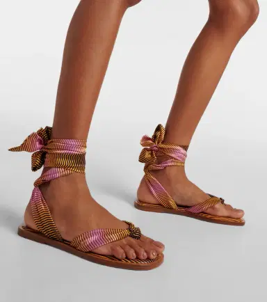 Christian Louboutin Nilo Du Désert striped crêpe satin sandals | Thumbnail 5