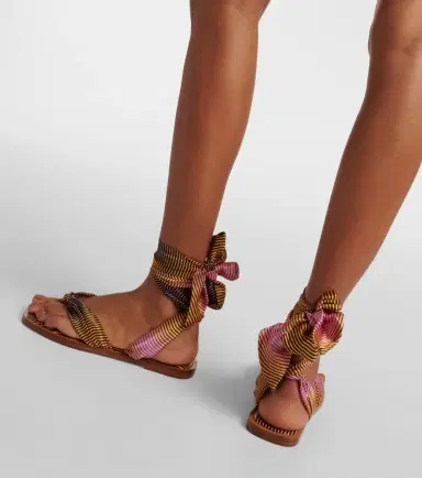 Christian Louboutin Nilo Du Désert striped crêpe satin sandals | Thumbnail 6