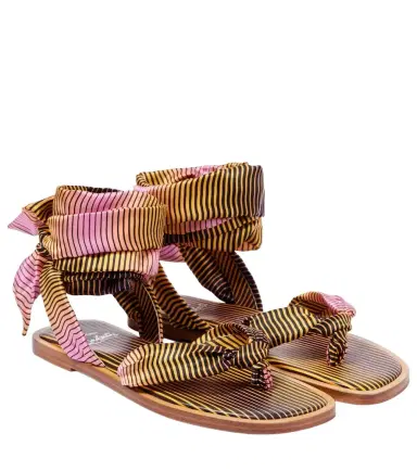 Christian Louboutin Nilo Du Désert striped crêpe satin sandals | Thumbnail 1