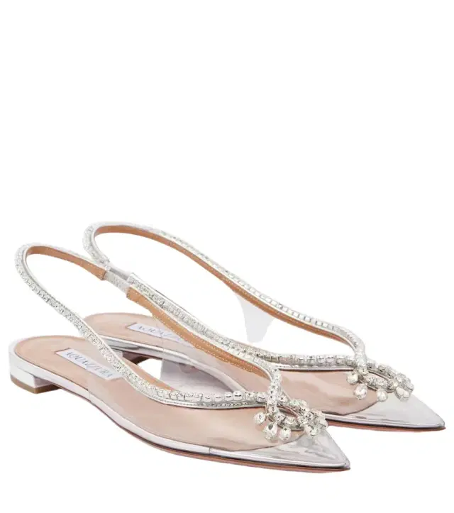Aquazzura Seduction crystal-embellished PVC slingback flats