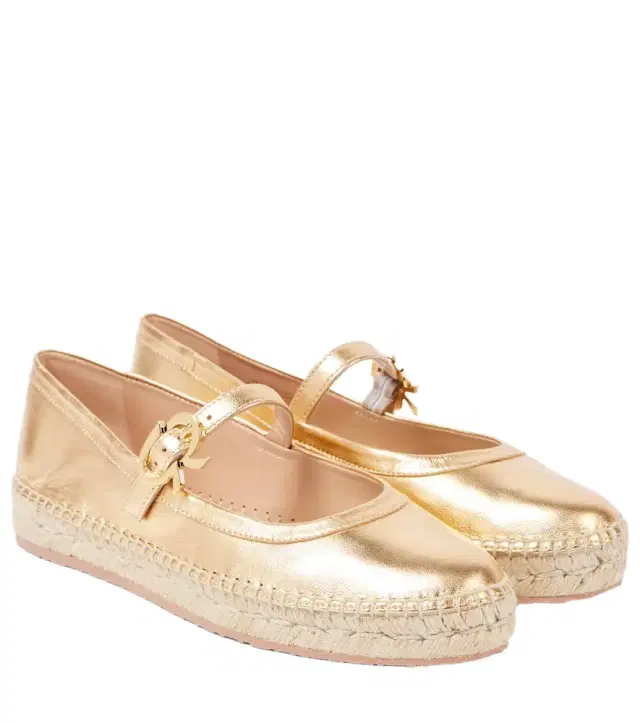 Gianvito Rossi Elda metallic leather espadrilles