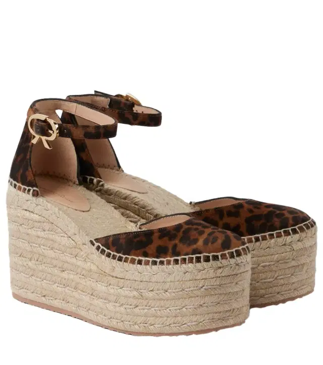 Gianvito Rossi Leopard-print suede espadrille wedges