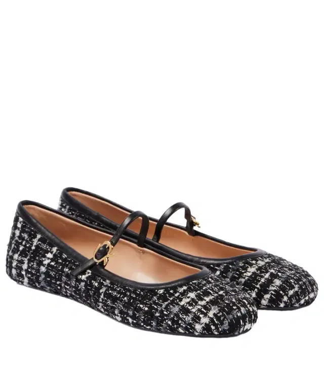Gianvito Rossi Mary Ribbon 05 bouclé Mary Jane flats