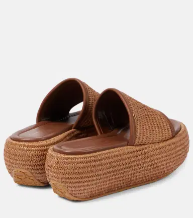 Gianvito Rossi Amami leather and raffia platform mules | Thumbnail 2
