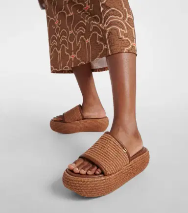Gianvito Rossi Amami leather and raffia platform mules | Thumbnail 5