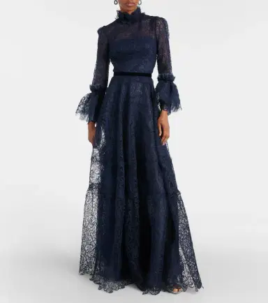 Costarellos Ruched lace gown | Thumbnail 2