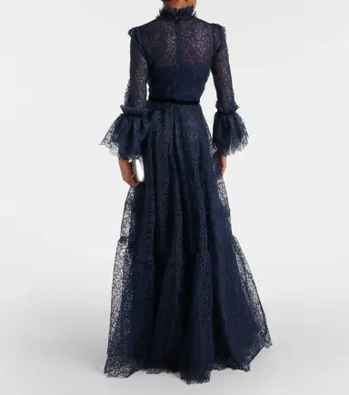 Costarellos Ruched lace gown | Thumbnail 3