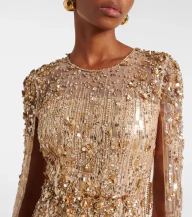 Jenny Packham Ruby caped sequined gown | Thumbnail 2