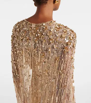 Jenny Packham Ruby caped sequined gown | Thumbnail 3
