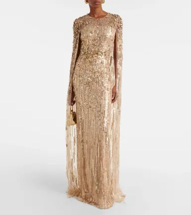 Jenny Packham Ruby caped sequined gown | Thumbnail 6