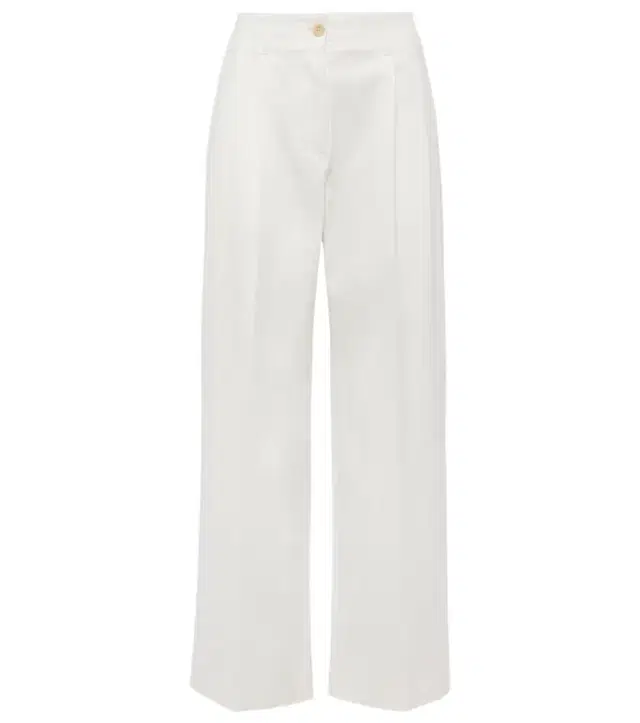 Toteme High-rise cotton twill wide-leg pants