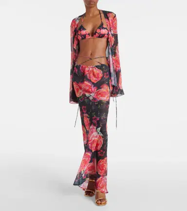 Bananhot Floral chiffon beach cover-up | Thumbnail 3