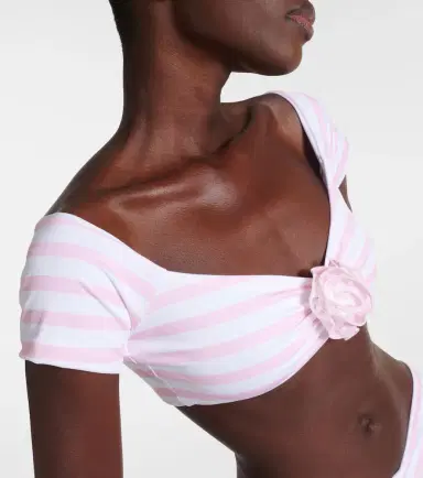 Bananhot Stefani striped off-shoulder crop top | Thumbnail 3