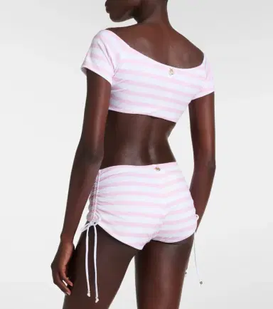 Bananhot Stefani striped off-shoulder crop top | Thumbnail 4