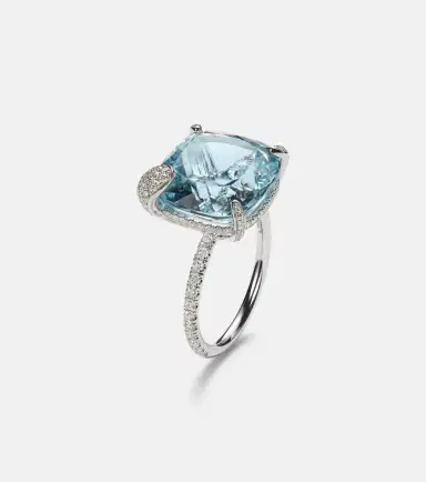Bucherer Fine Jewellery Peekaboo 18kt white gold ring with aquamarine and diamonds | Thumbnail 4