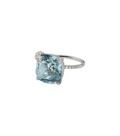 Bucherer Fine Jewellery Peekaboo 18kt white gold ring with aquamarine and diamonds | Thumbnail 1