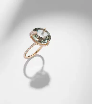 Bucherer Fine Jewellery Peekaboo 18kt rose gold ring with prasiolite and diamonds | Thumbnail 5
