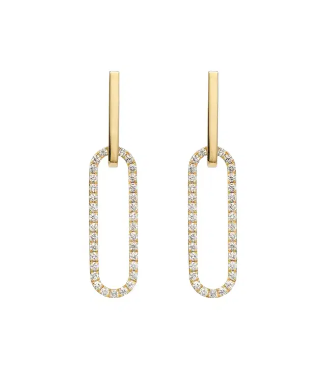 Bucherer Fine Jewellery Link 18kt gold hoop earrings with diamonds