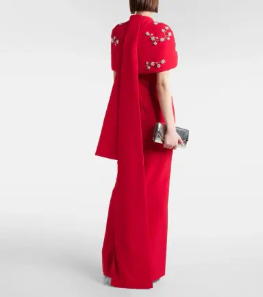 Safiyaa Embroidered caped crêpe gown | Thumbnail 4