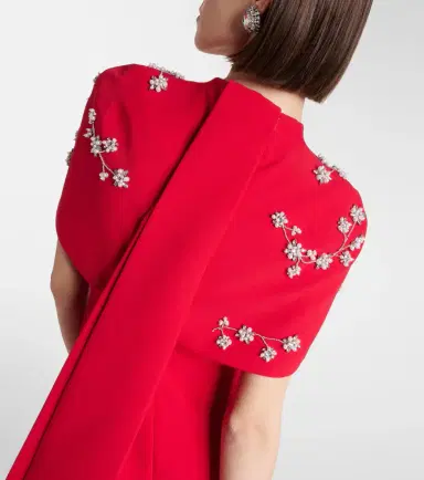 Safiyaa Embroidered caped crêpe gown | Thumbnail 6