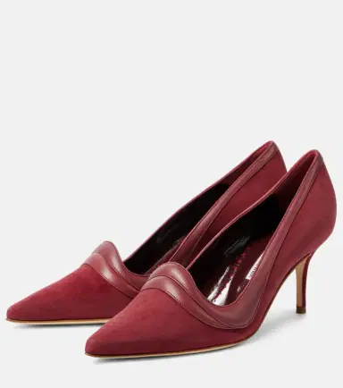 Manolo Blahnik Ajarafa 70 suede and leather pumps | Thumbnail 3