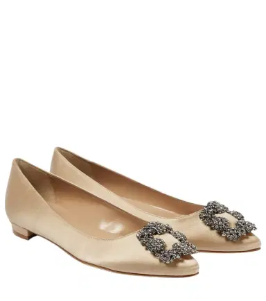 Manolo Blahnik Hangisiflat 70 embellished satin ballet flats | Thumbnail 1 Manolo Blahnik Hangisiflat 70 embellished satin ballet flats | Thumbnail 1