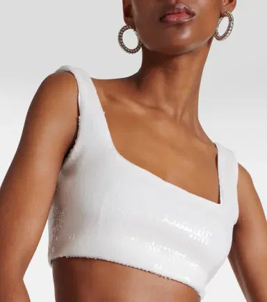 Galvan Bridal Beating Heart sequined crop top | Thumbnail 4