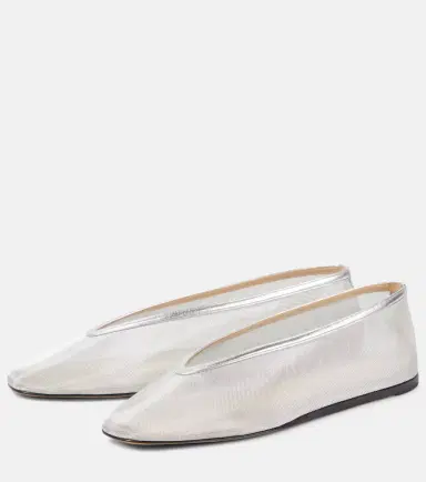 Le Monde Béryl Le Monde Béryl Luna leather-trimmed mesh ballet flats | Thumbnail 3 Le Monde Béryl Le Monde Béryl Luna leather-trimmed mesh ballet flats | Thumbnail 3