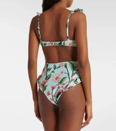 Agua by Agua Bendita Kiwi floral ruffled bikini top | Thumbnail 2