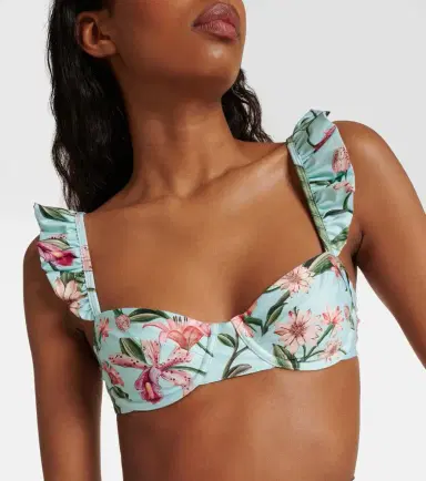 Agua by Agua Bendita Kiwi floral ruffled bikini top | Thumbnail 3