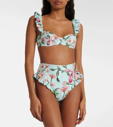 Agua by Agua Bendita Kiwi floral ruffled bikini top | Thumbnail 4