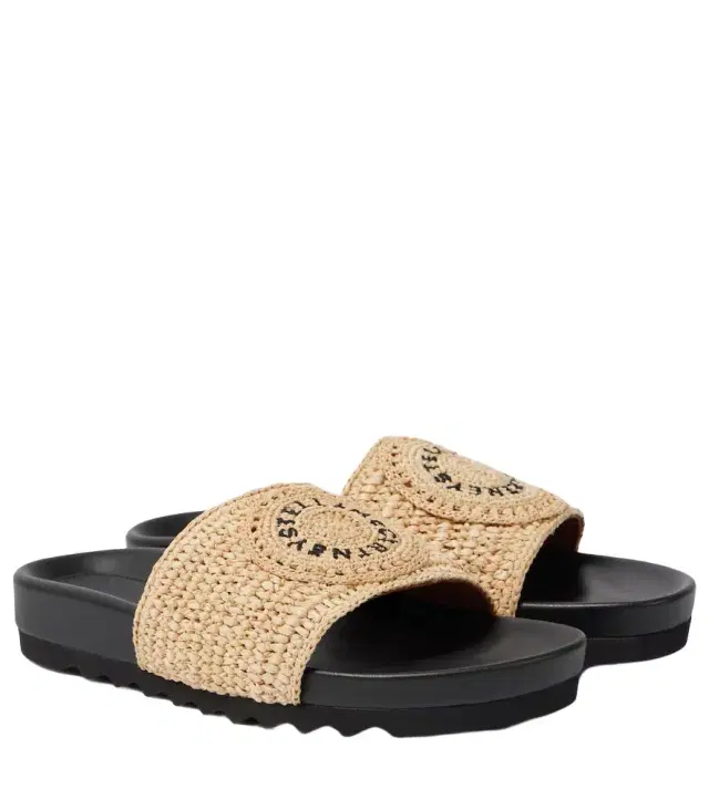 Stella McCartney Elyse logo raffia slides