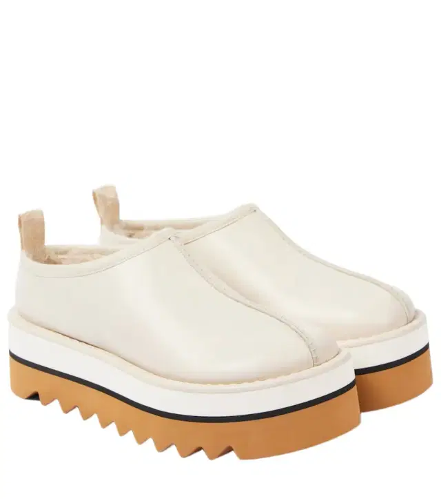 Stella McCartney Sneak-Elyse faux fur-lined faux leather mules