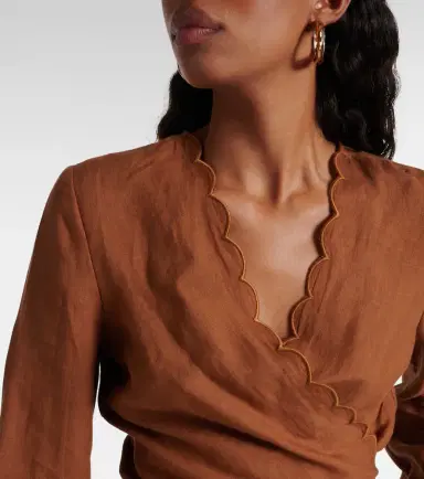 Eres Joli scalloped linen wrap top | Thumbnail 3