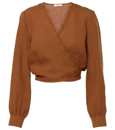 Eres Joli scalloped linen wrap top | Thumbnail 1