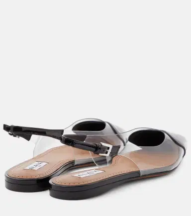 Alaïa Alaïa Le Caur patent leather and PU slingback flats | Thumbnail 4