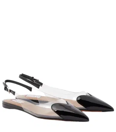 Alaïa Alaïa Le Caur patent leather and PU slingback flats | Thumbnail 1