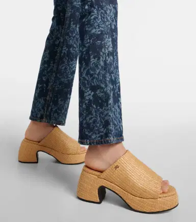 Ganni Butterfly raffia platform mules | Thumbnail 6