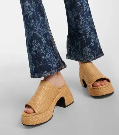 Ganni Butterfly raffia platform mules | Thumbnail 7