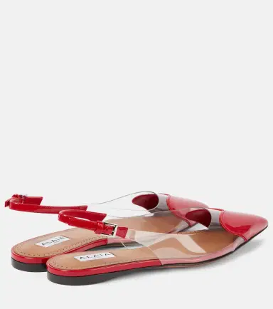 Alaïa Alaïa Le Caur patent leather and PU slingback flats | Thumbnail 4